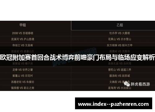 欧冠附加赛首回合战术博弈前瞻豪门布局与临场应变解析